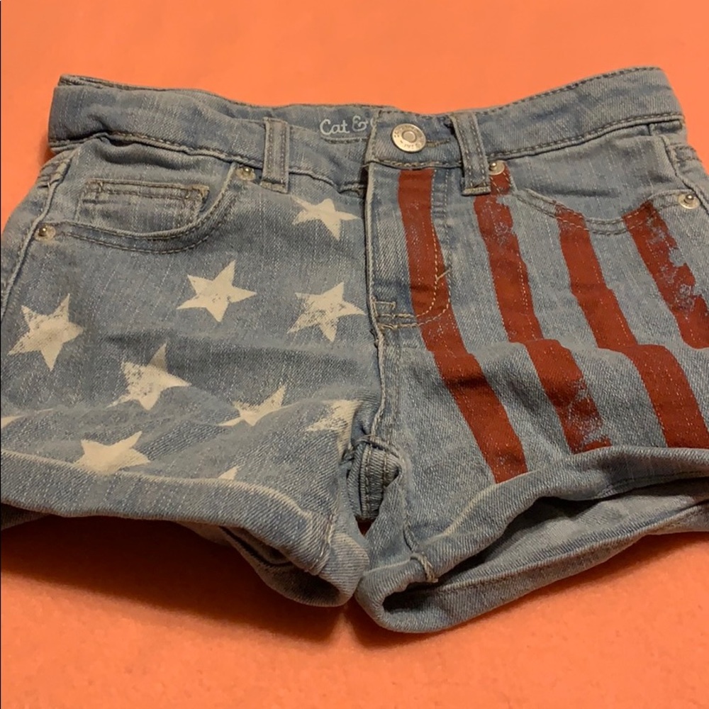 Size 6-6x Rustic American Flag Jean Shorts